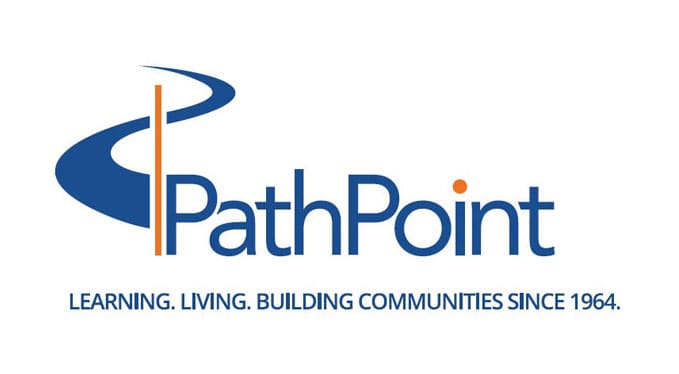 PathPoint logo with a stylized blue path and tagline: "Learning. Living. Building communities since 1964.